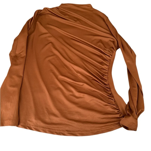 Cocoa Shirred Pleated Stretch Knit Top OS - Picture 4 of 6